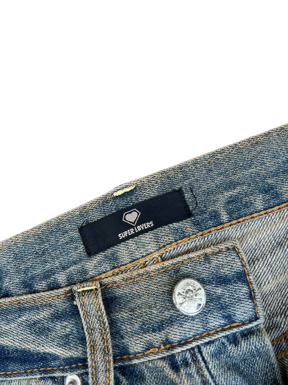 Super Lovers Vintage Super Lovers Japan Distress Dirty Mud Denim Jeans Size US 31 - 7 Thumbnail