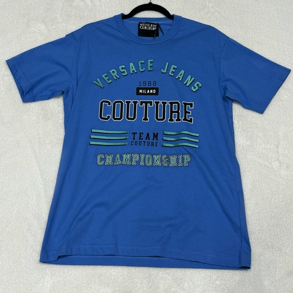 Image of Versace Jeans Couture Team Graphic T-Shirt Blue Men’S Xs, Men's