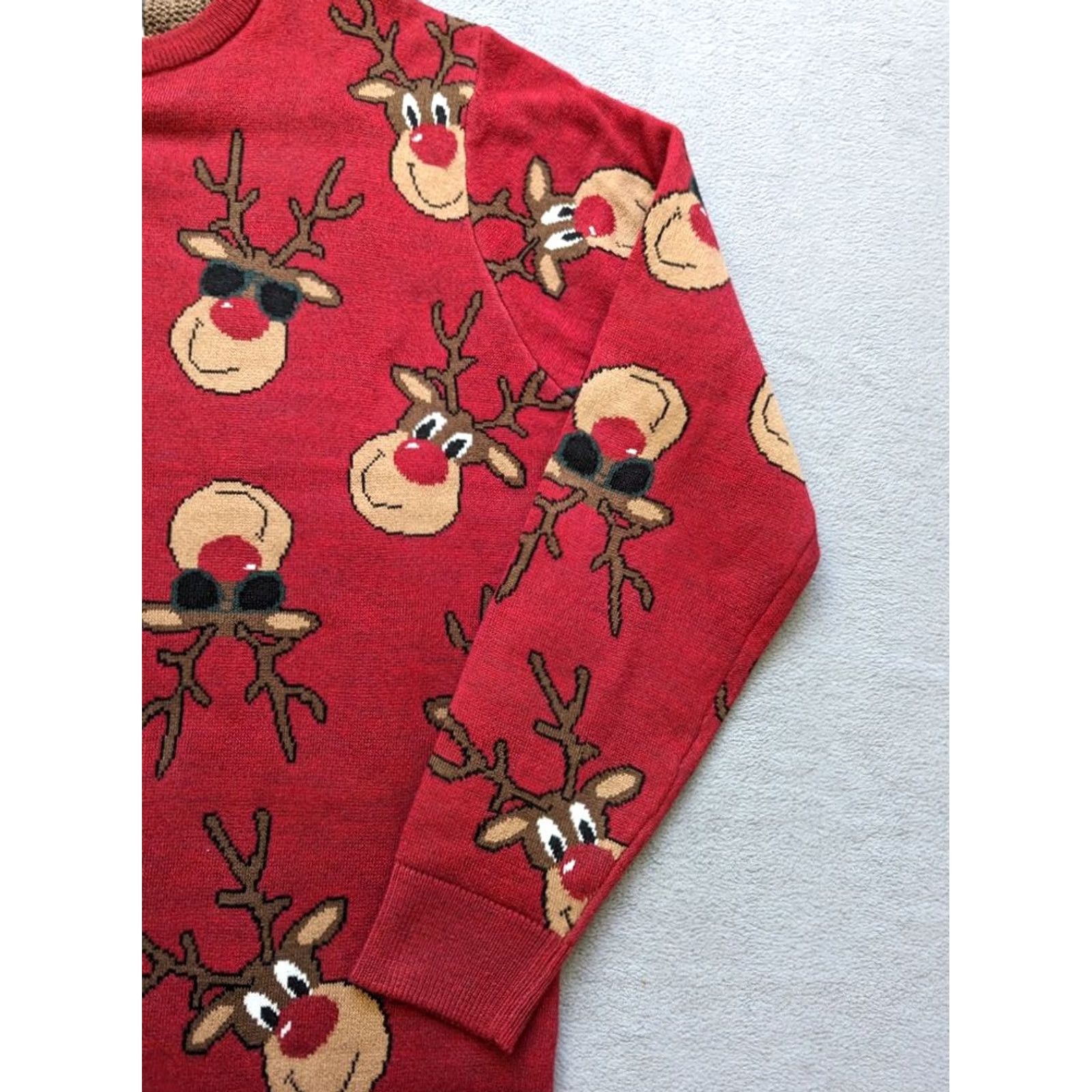 George George Christmas Rudolph Deer Sweater Men L Red Size US L / EU 52-54 / 3 - 3 Thumbnail