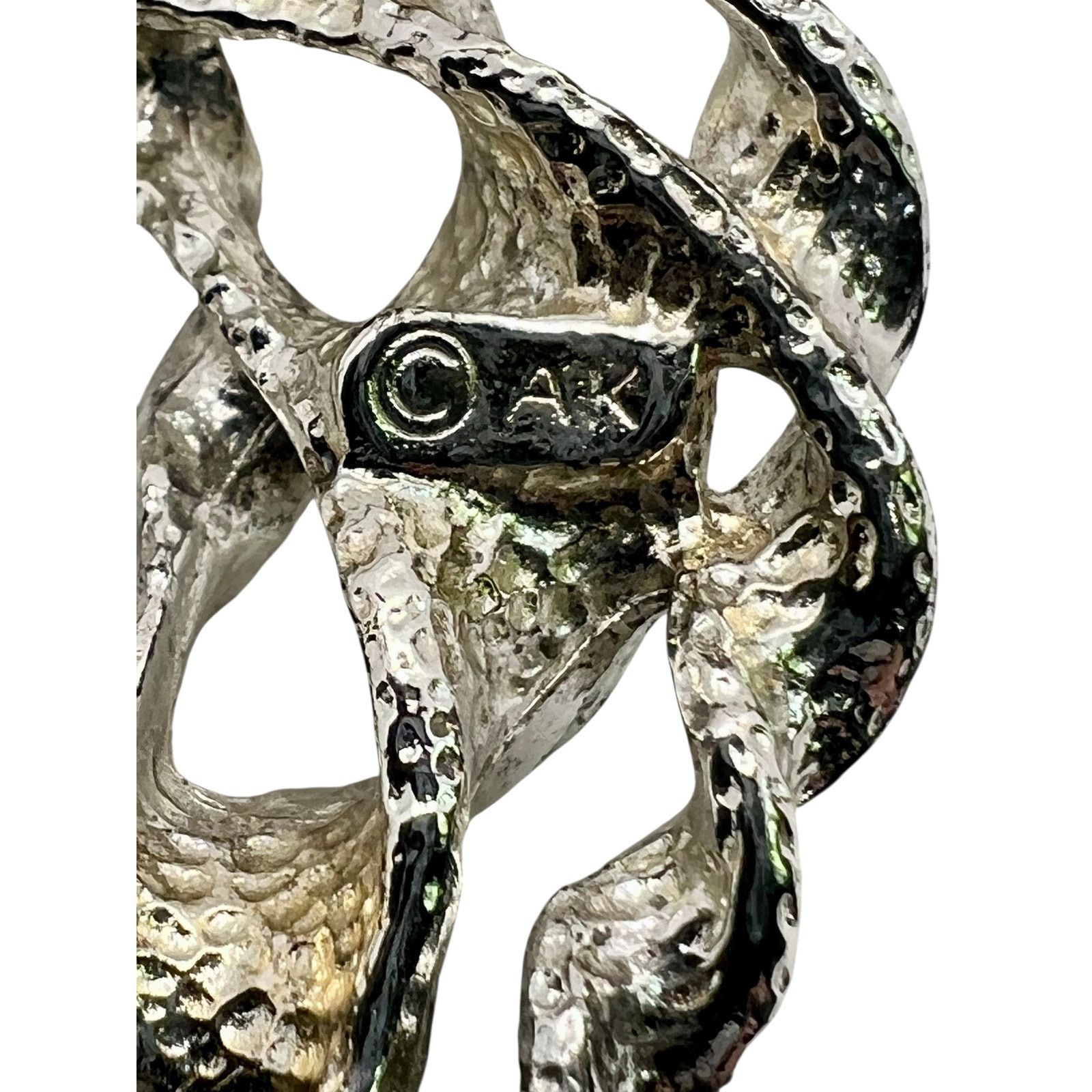 Anne Klein Silver Tone Wreath Brooch-Circle-Ring-Anne Klein-Twisted Size ONE SIZE - 3 Thumbnail