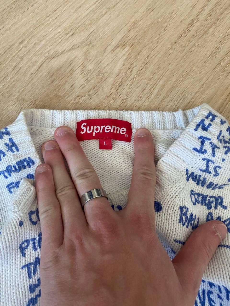 Supreme Supreme Sweater (white/blue) Size US L / EU 52-54 / 3 - 2 Thumbnail