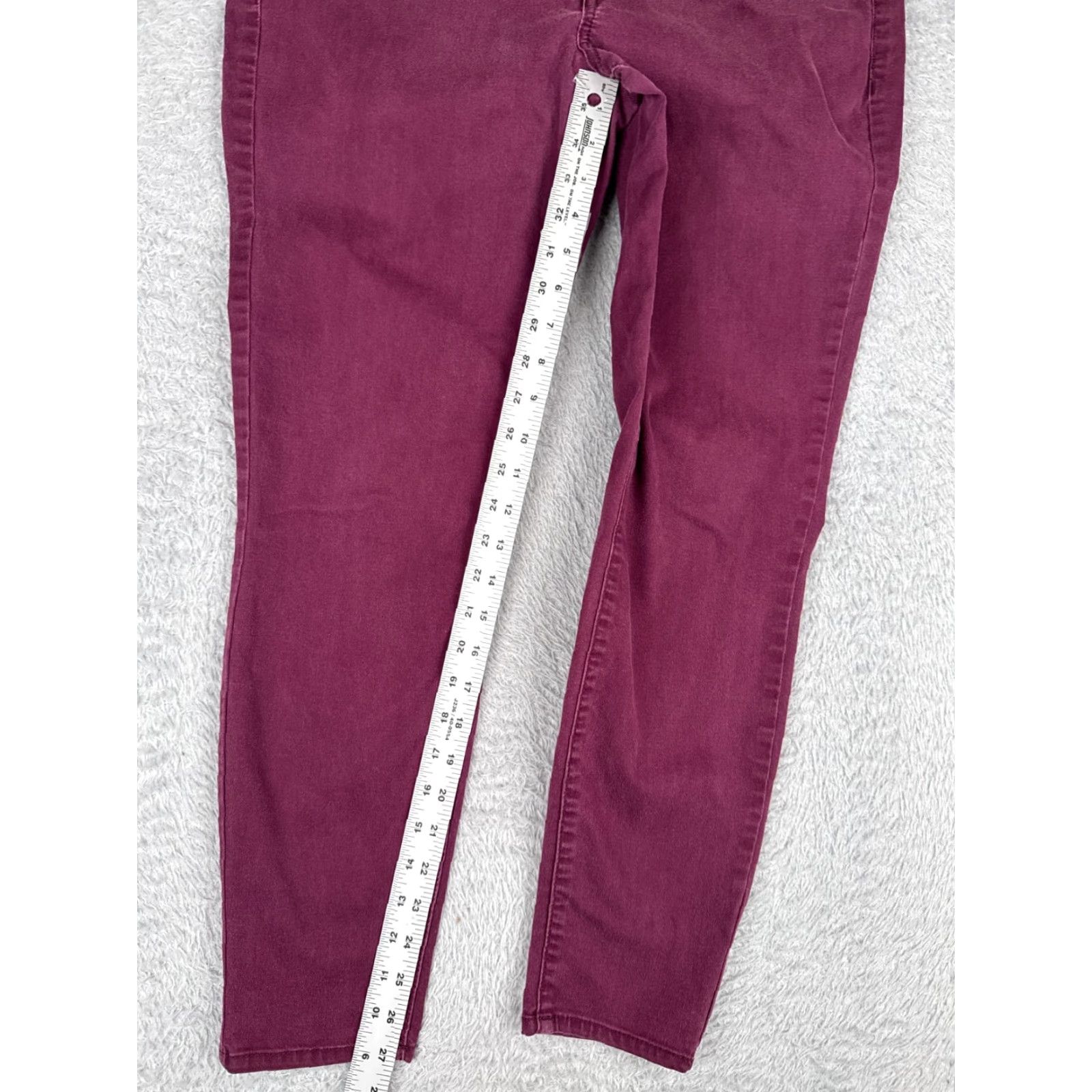 Denime Refuge Jeans Womens 14 Burgundy Skinny Denim Pants Mid Rise 34x27 Size 36" / US 14 / IT 50 - 7 Thumbnail