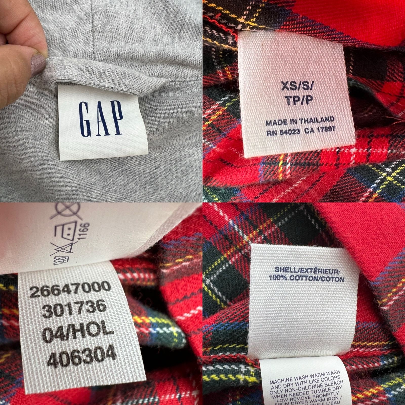 Gap Vintage GAP Reversible Cotton Robe Plaid Red Gray Size ONE SIZE - 3 Thumbnail
