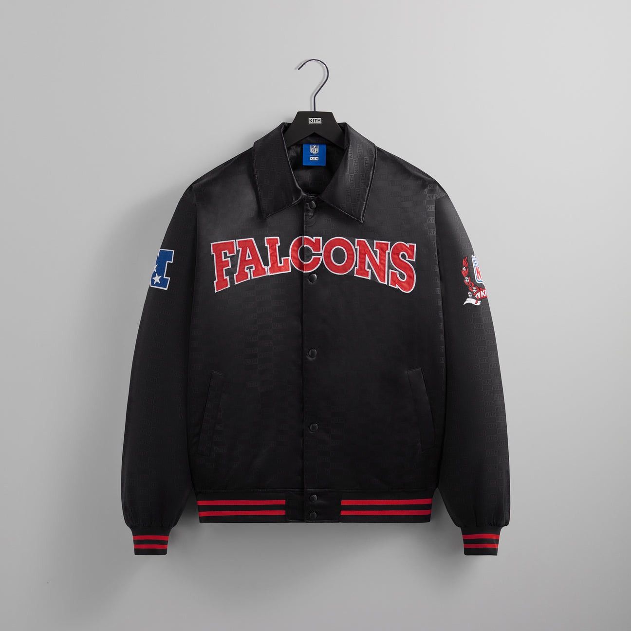 image of Kith x Nfl Falcons Satin Bomber Jacket in Black, Men's (Size XL)