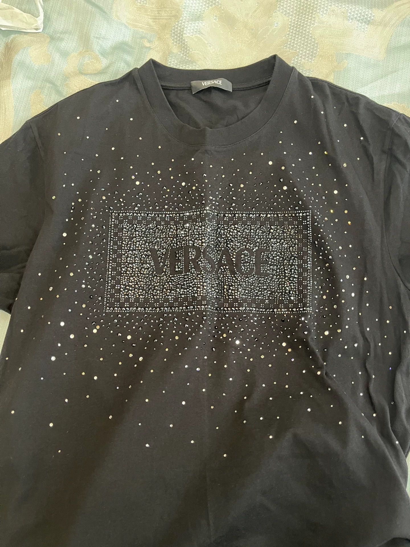 Versace Versace Rhinestone-Embellished Logo Black XL SS Tee Size US XL / EU 56 / 4 - 9 Thumbnail