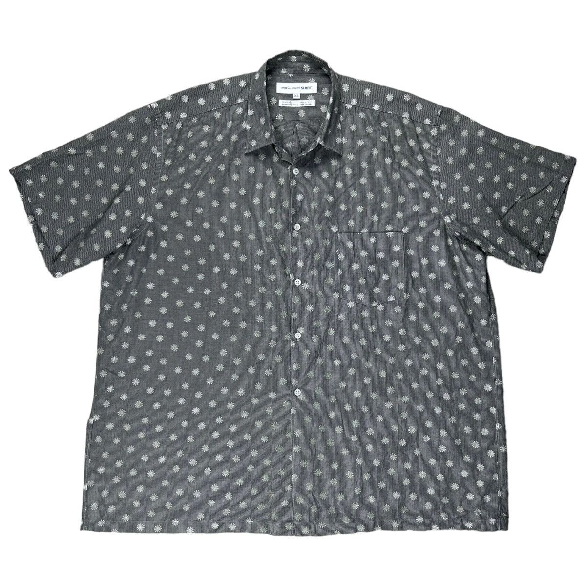image of Comme Des Garcons Shirt Comme Des Garçons Shirt Snowflake Embroidery Bowling Shirt in Grey (Size XL