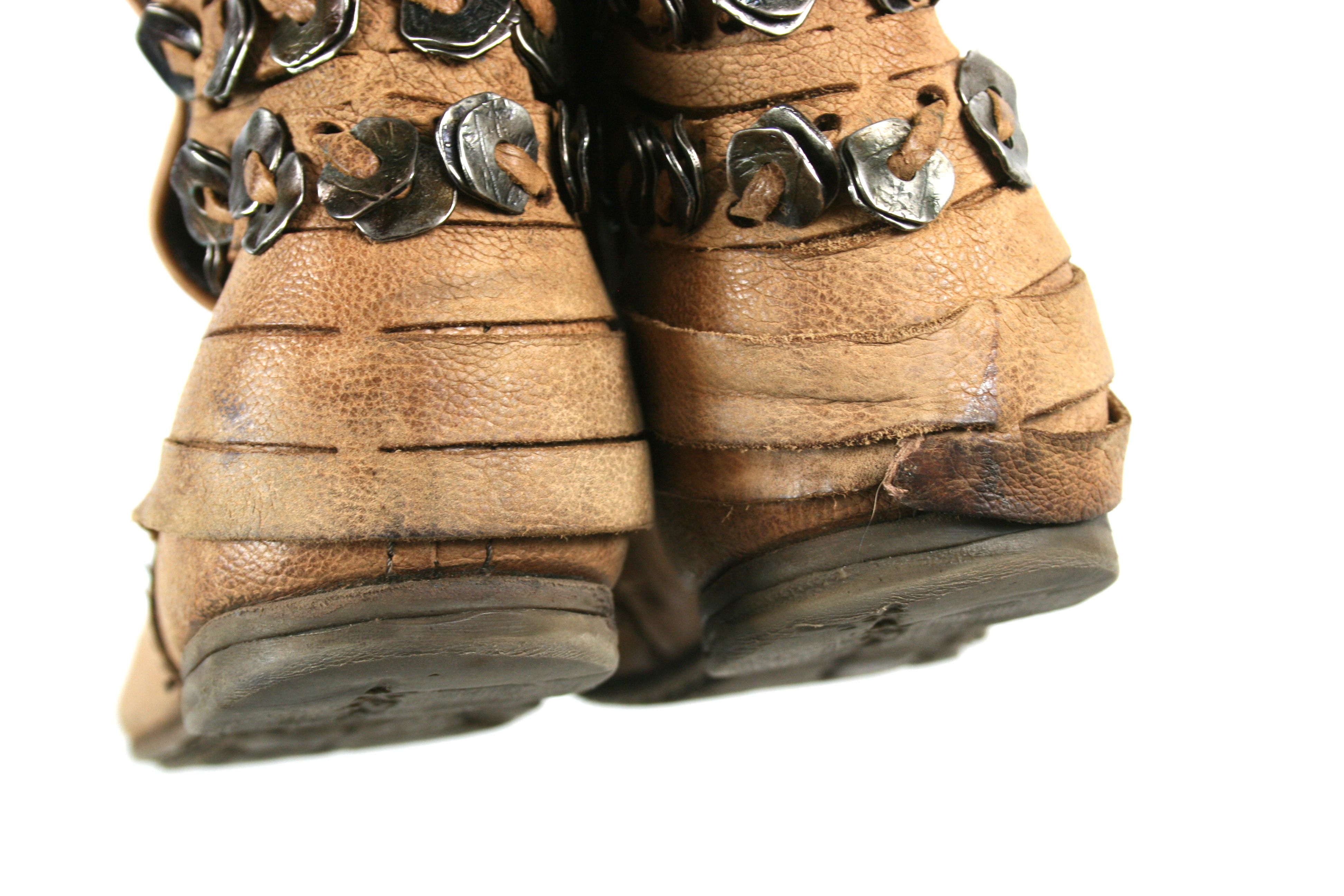 A.S.98 00S Medallions Biker Leather Ankle Boots Vintage Size US 9 / IT 39 - 10 Thumbnail