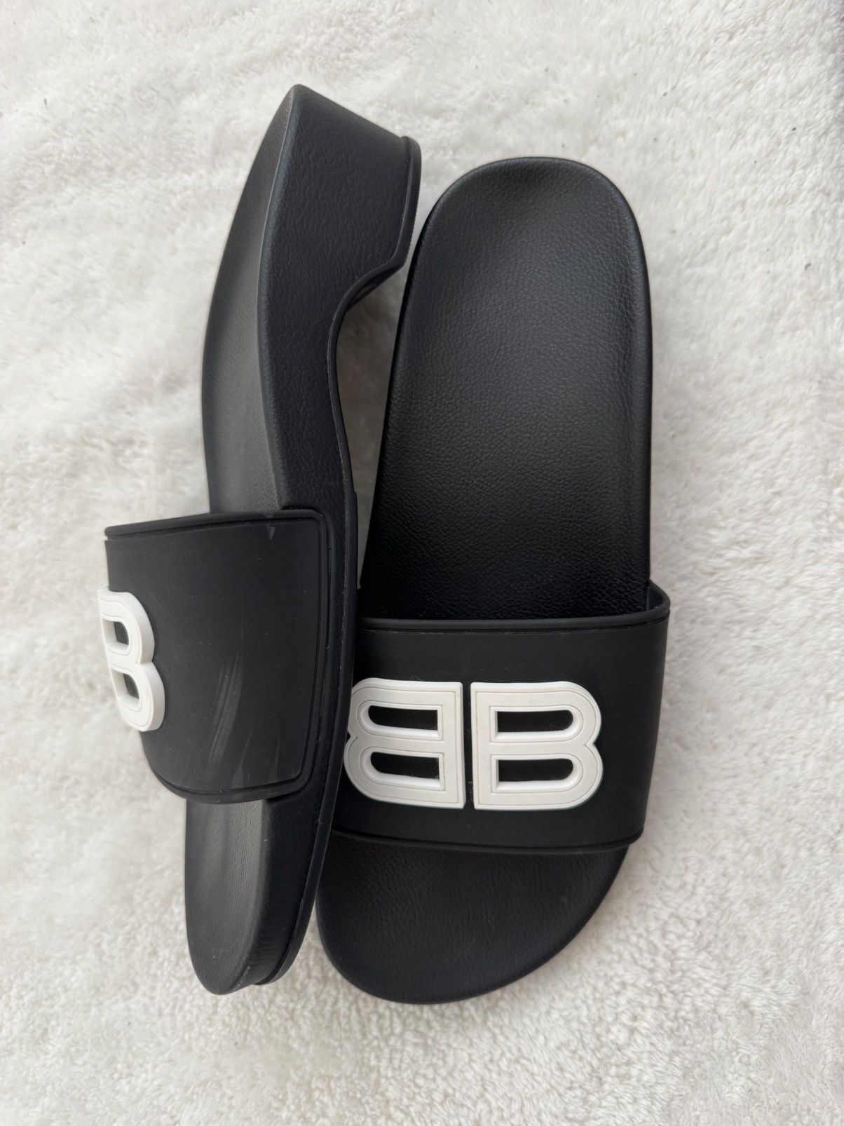 Balenciaga Balenciaga BB Black Rubber Wedge Slide Sandals Size US 10 / IT 40 - 4 Thumbnail