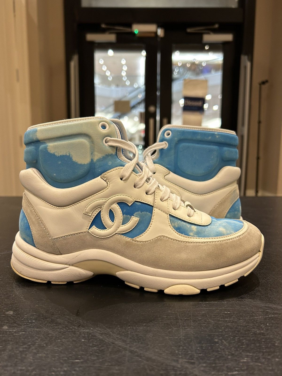 Chanel Chanel Trainer High Top - Blue/White Size US 7 / IT 37 - 1 Thumbnail