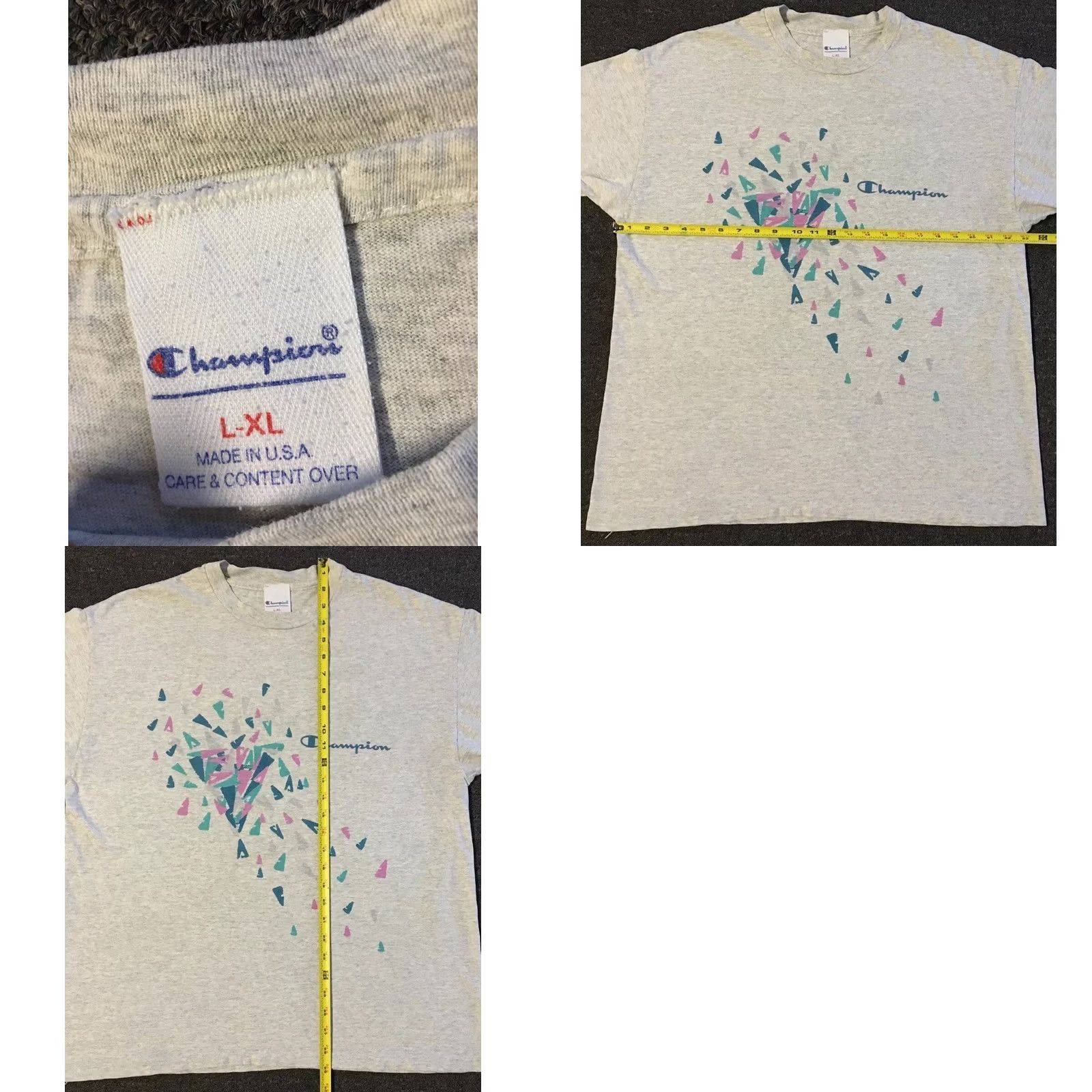 Champion VINTAGE Champion Shirt XL Gray 90s 80s Vaporwave Art Surf Skate Grunge USA Size US XL / EU 56 / 4 - 9 Thumbnail