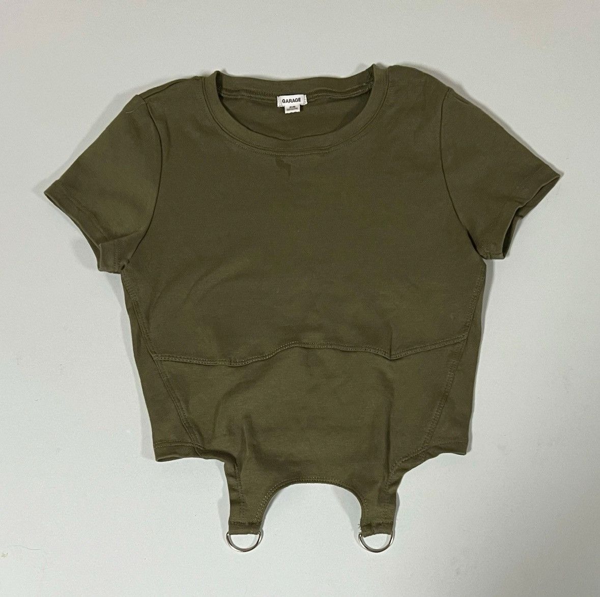 Garage Garage Olive Corset O-Ring T-Shirt Top Blouse Tee Size S 🫒✨ Size S / US 4 / IT 40 - 1 Thumbnail