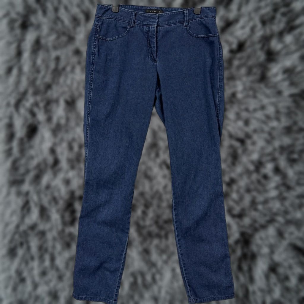 Theory Theory Jeans Womens 4 30x29 Blue Skinny Dark Dixie Sateen Denim Normcore Jeans Womens Slim Skinny Dark Blue 30 Inseam 29 Inseam 4 Size 27" / US 4 / IT 40 - 1 Thumbnail