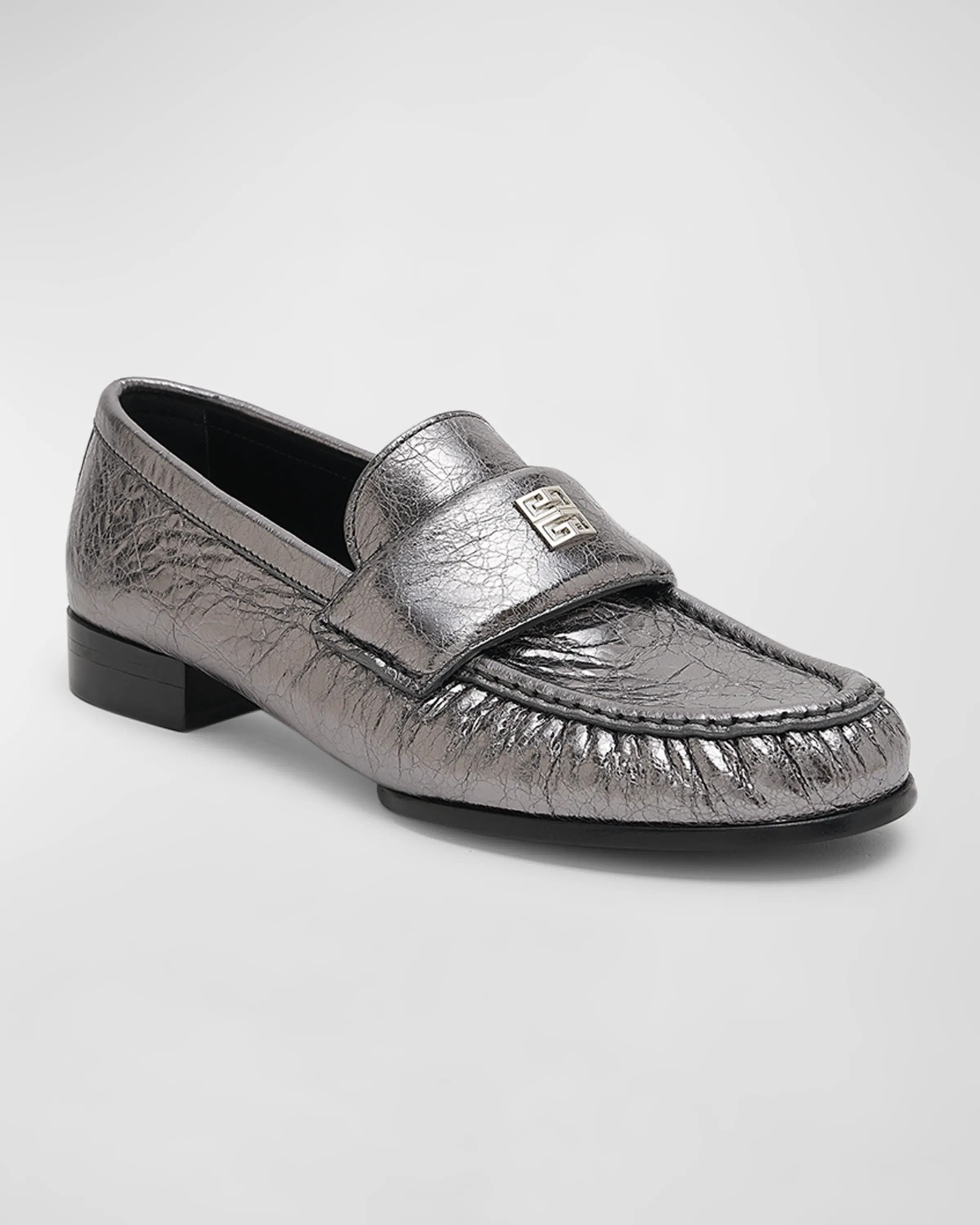 Givenchy os11x0624 4G Metallic Medallion Loafers in Silver Gray Size US 7 / IT 37 - 4 Thumbnail