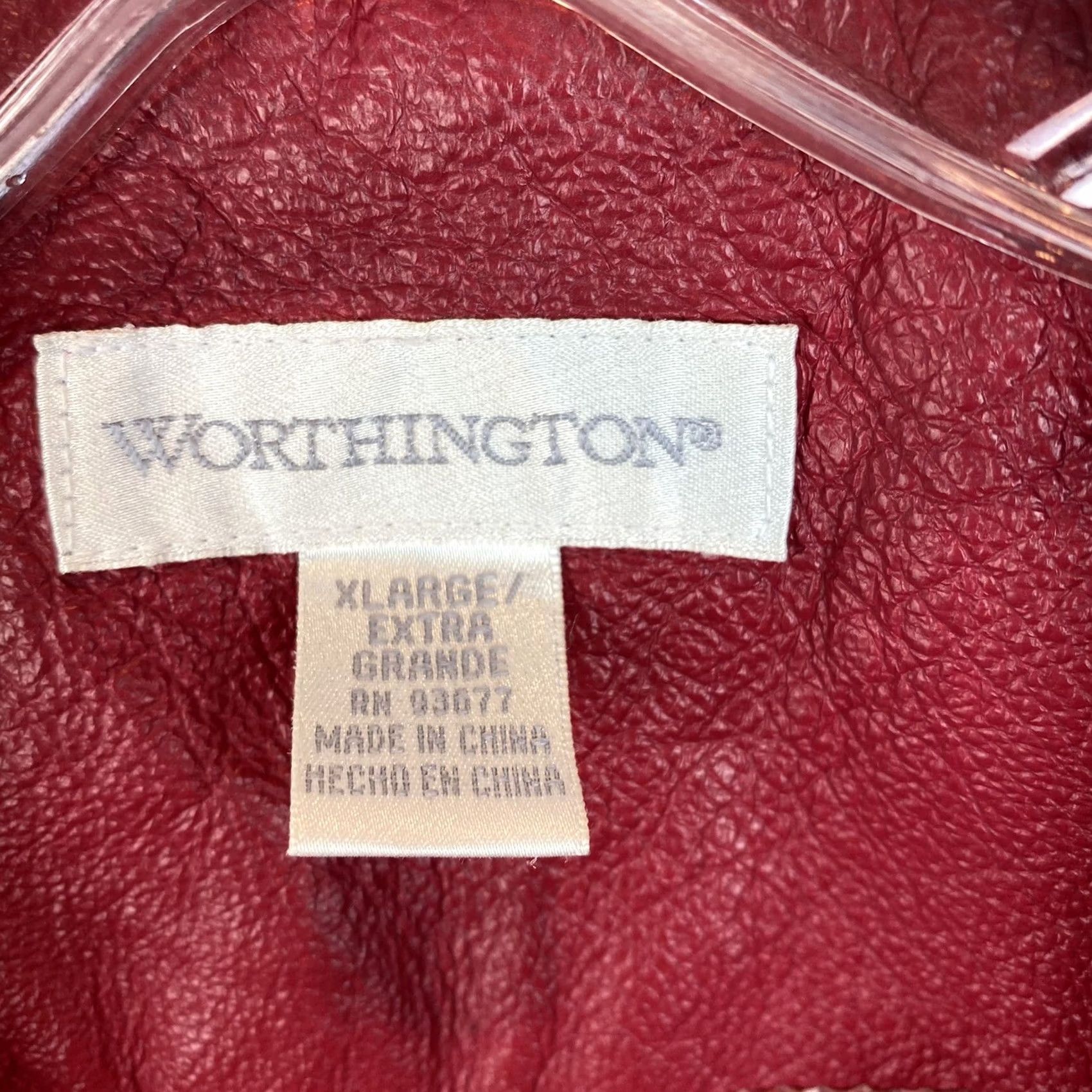 Vintage Worthington Industries Red Leather Jacket Women XL Blazer Coat Button Notch Holiday Basic Jacket Size XL / US 12-14 / IT 48-50 - 3 Thumbnail