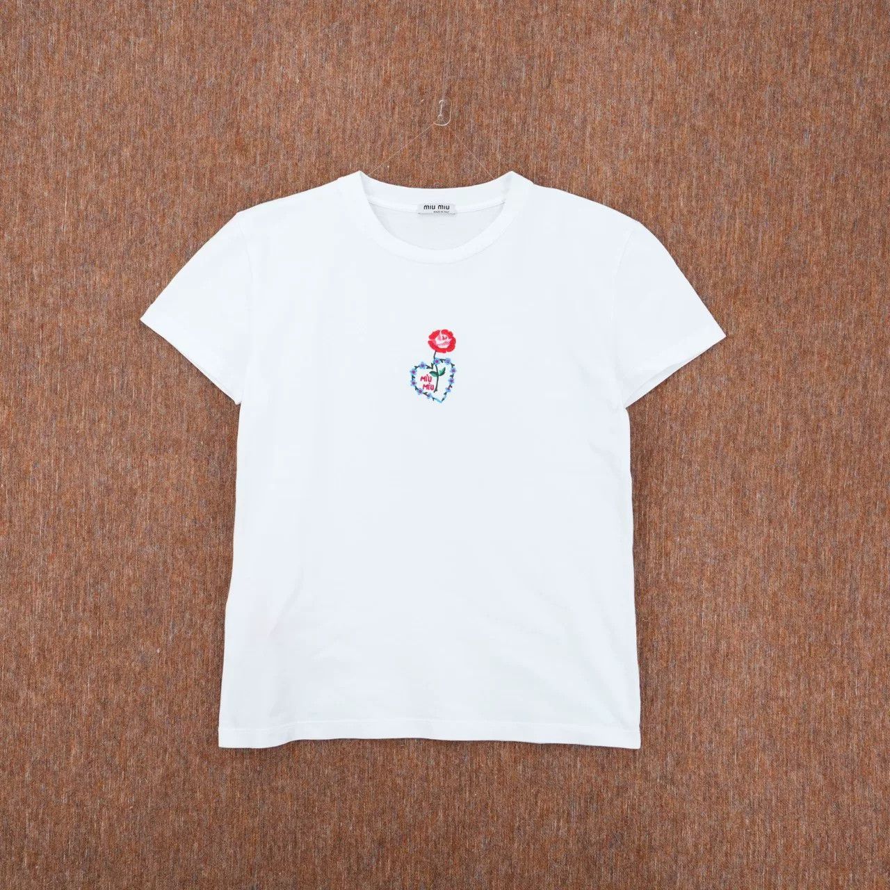 Miu Miu Miu Miu White Printed Short-Sleeve T-Shirt Size XS / US 0-2 / IT 36-38 - 1 Thumbnail
