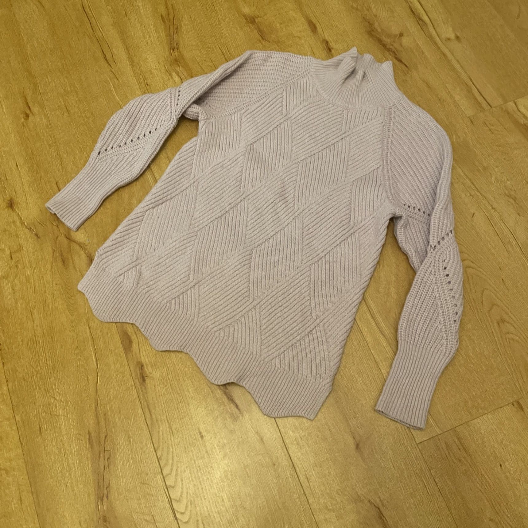 Rebecca Taylor Rebecca Taylor Sweater Ladies Med Purple Mock Neck Basket Weave Open Knit Pullover Knit Open-Knit Raglan Sleeve Long Sleeve Size M / US 6-8 / IT 42-44 - 2 Thumbnail