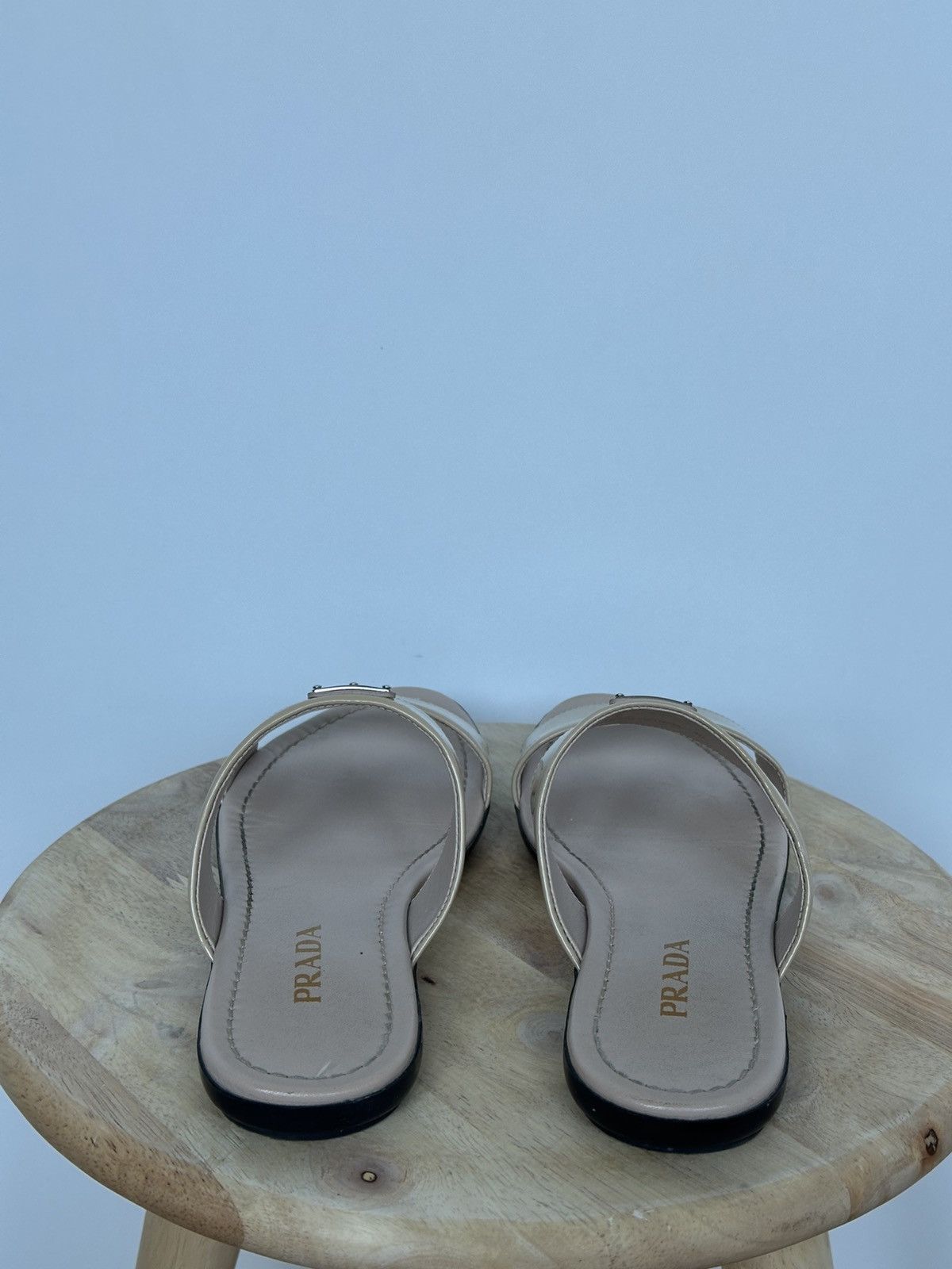 Designer × Prada Prada patent leather sandals metal logo Size US 9 / IT 39 - 5 Thumbnail