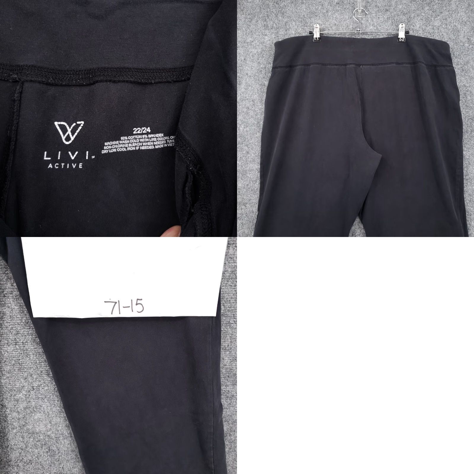 Vintage Livi Active Leggings Womens 22/24 Black High Rise Stretch Pull On Yoga Gym Ankle Size 40" / US 18 - 8 Thumbnail