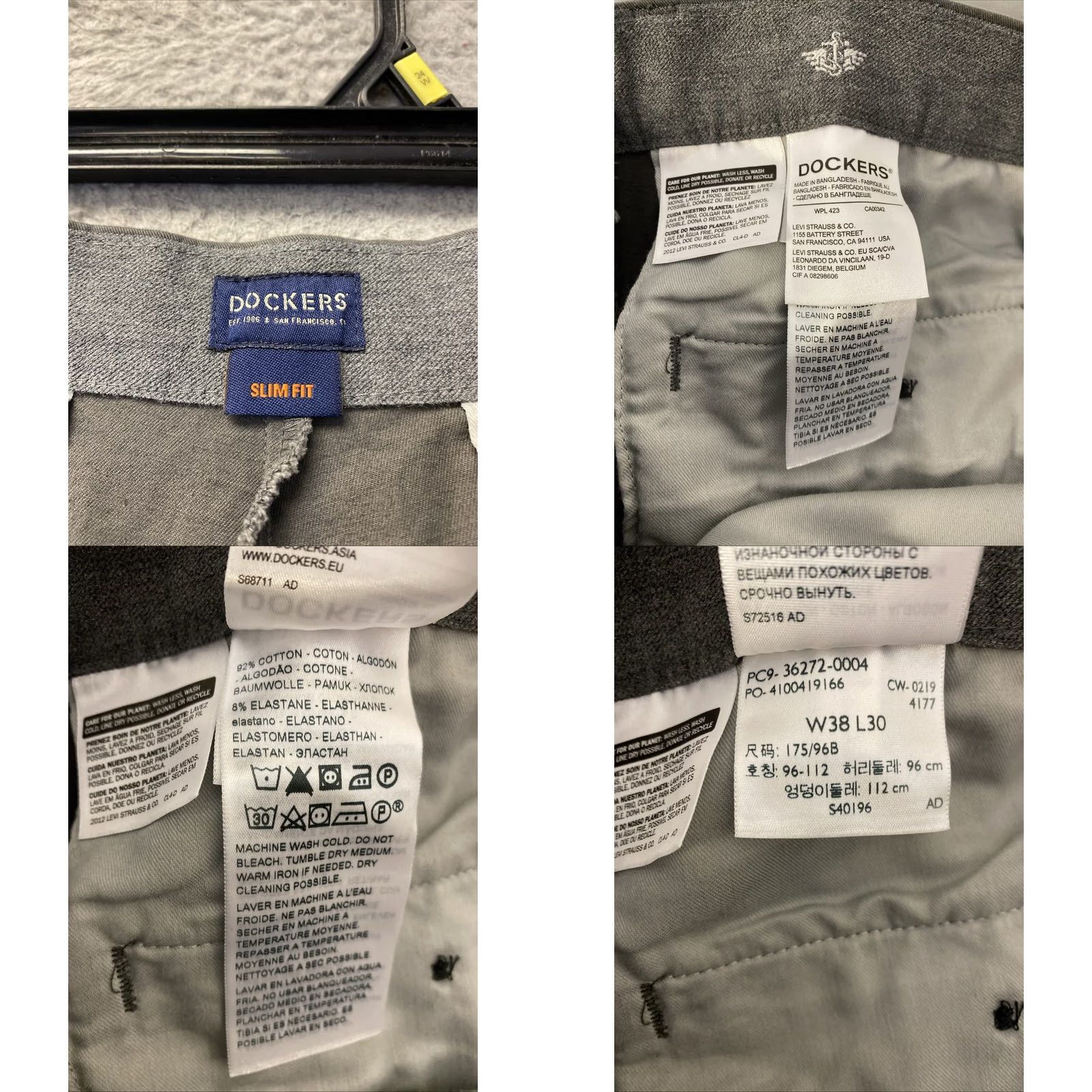 Dockers DOCKERS Pants Slim 38 x 30 Military Gray Khakis 5-Pocket Flat Front Men Regular Slim Style City Size US 38 / EU 54 - 8 Thumbnail