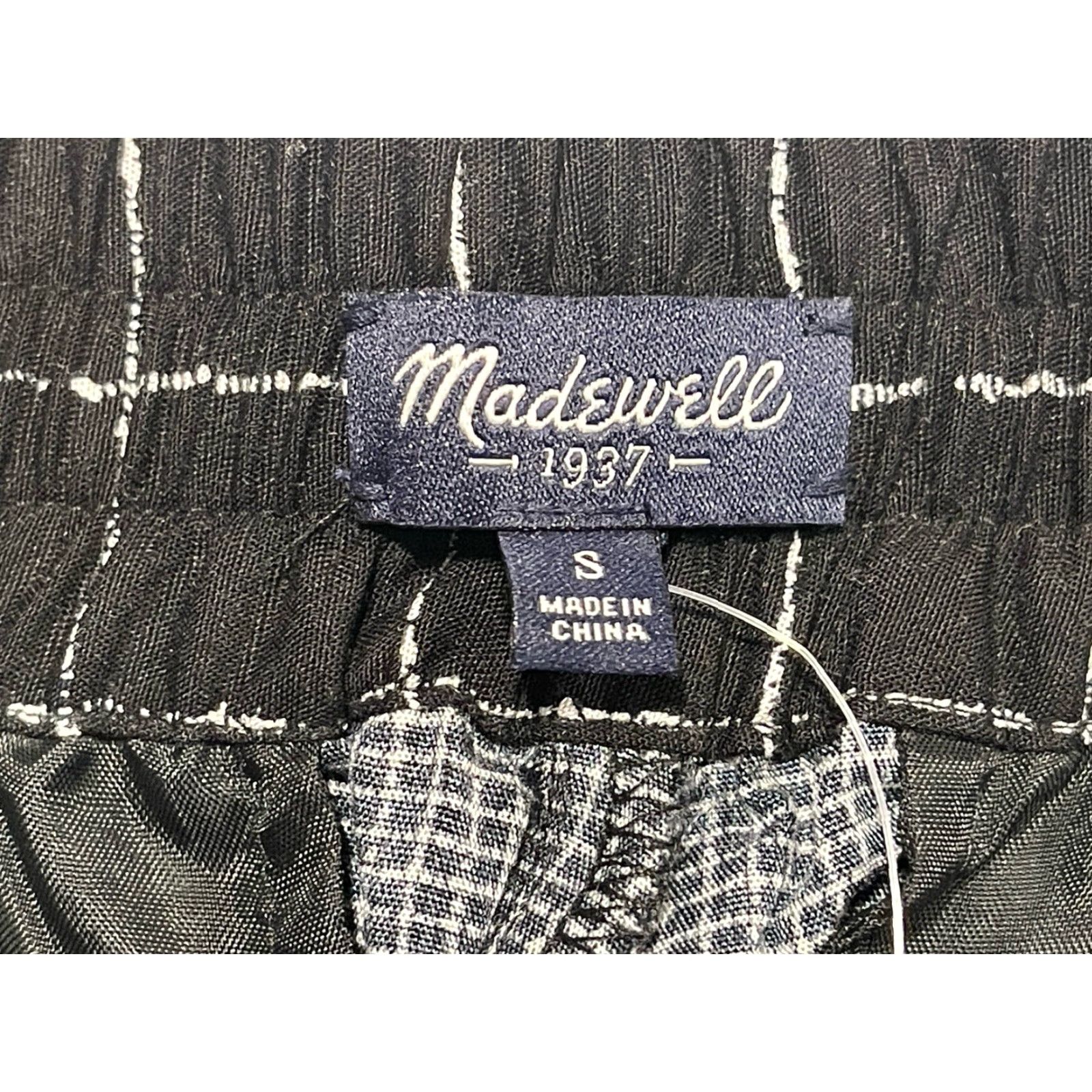 Madewell VINTAGE Madewell Jogger Pants Black Check 100% Viscose Women Size S Regular Inseam 25.5" Elastic Waistband Size 28" / US 6 / IT 42 - 6 Thumbnail