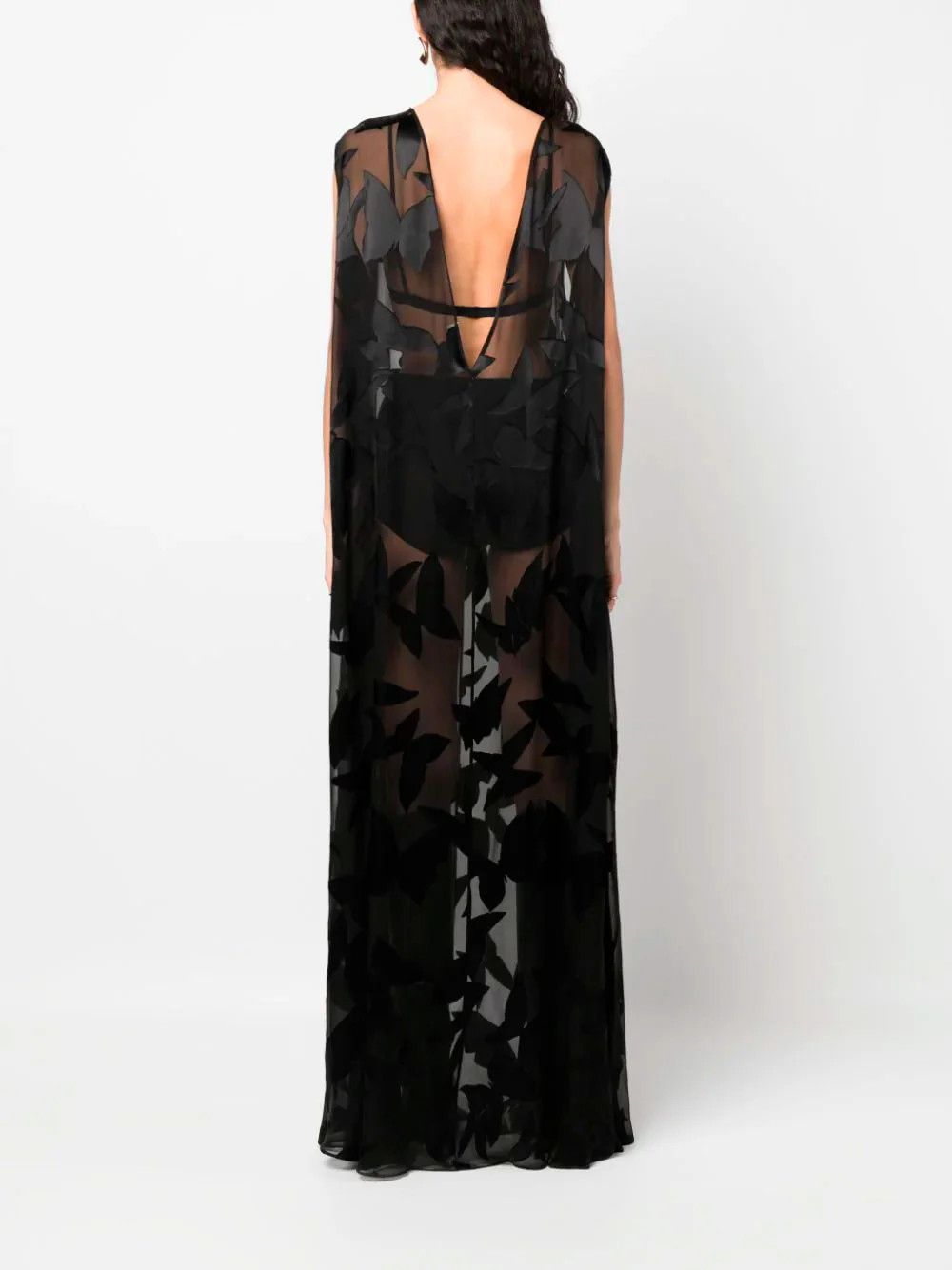 Saint Laurent Paris o1s1wg111124 756950 Long Dress in Dévoré Butterfly Muslin Size M / US 6-8 / IT 42-44 - 4 Thumbnail