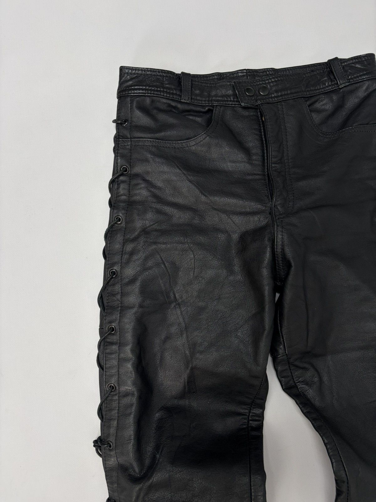 Hedi Slimane 🔥 Vintage Leather Pants 00s Italian Rock Noir Archive Grunge Size US 29 - 13 Thumbnail