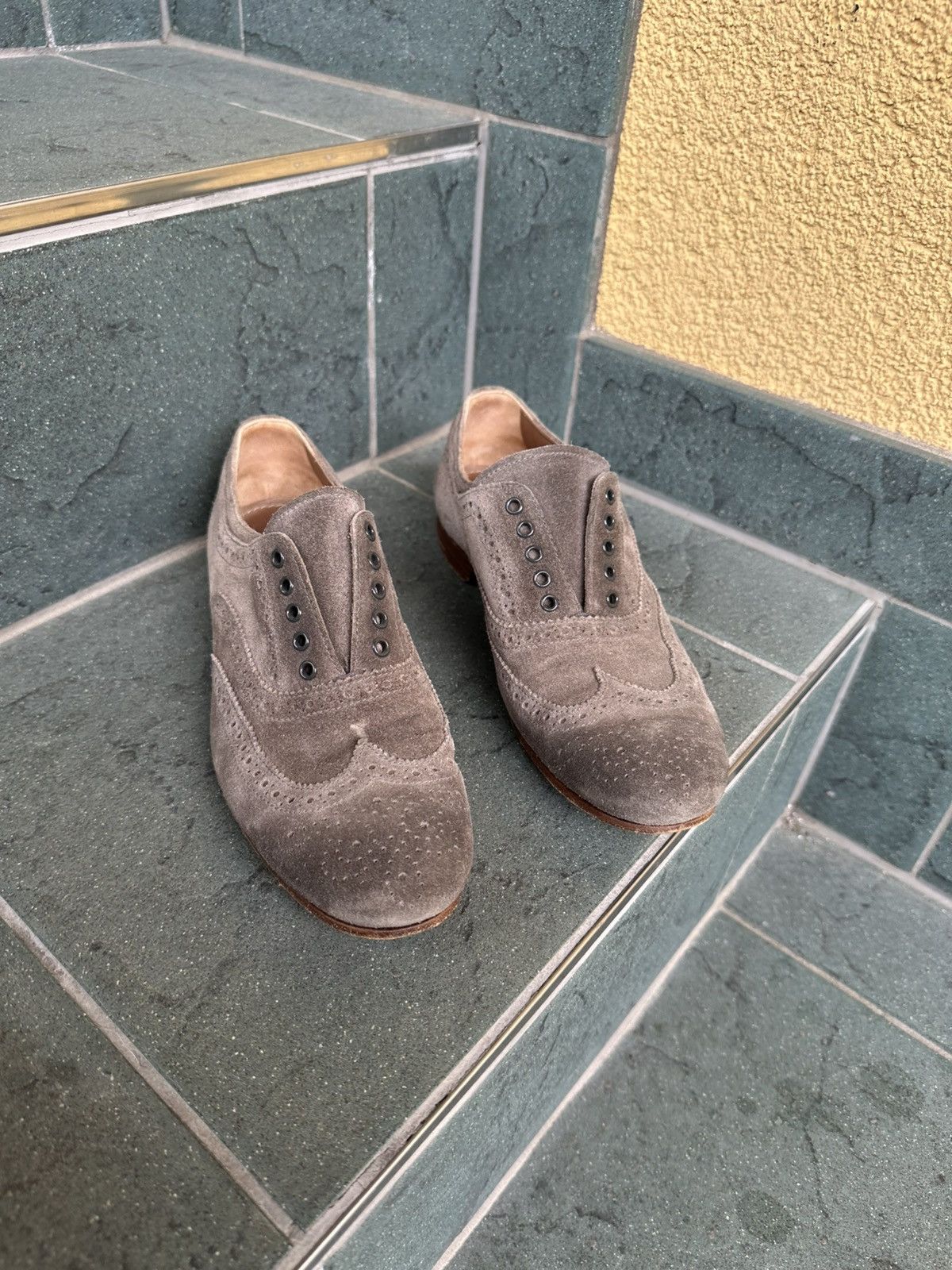 Prada Prada Loafers Women Shoes size 36 us-6,5 Brown-Gray Size US 6.5 / IT 36.5 - 4 Thumbnail