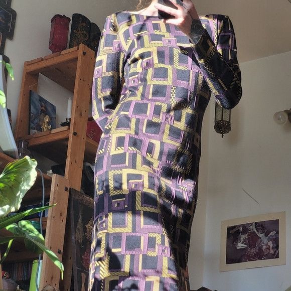 Other Nadya Toto Geometric Long Sleeve Dress - Saffron Purple - S Size S / US 4 / IT 40 - 8 Thumbnail