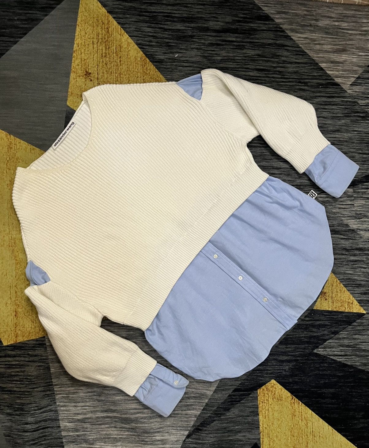Alexander Wang 2000s mix media cotton hybrid poplin ribbed top #H2 Size M / US 6-8 / IT 42-44 - 7 Thumbnail