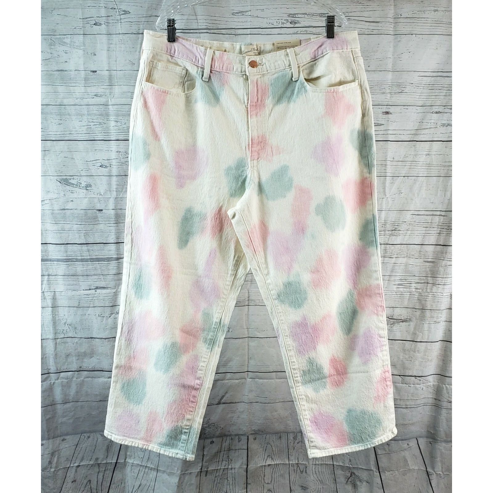 Vintage Universal Thread Womens Straight Jeans Sz 18 White Pink High Rise Size 40" / US 18 - 2 Thumbnail