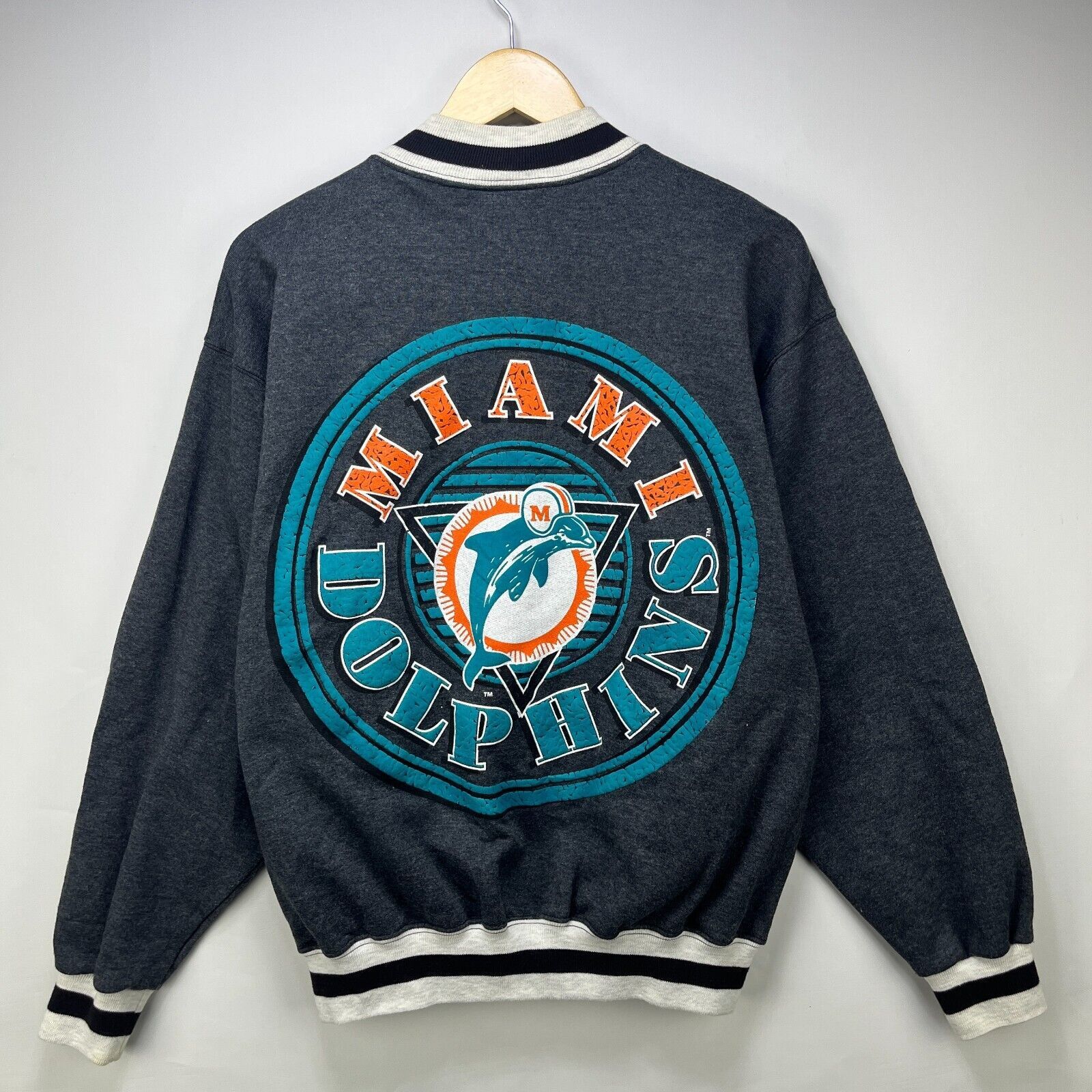 Vintage Vintage 90s Miami Dolphins Varsity Style Jacket Sweat Medium Size US M / EU 48-50 / 2 - 3 Thumbnail