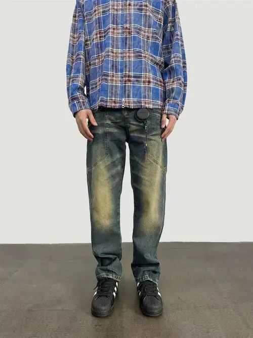 Japanese Brand × Jean Street yellow mud washed loose jeans Size US 32 / EU 48 - 2 Thumbnail