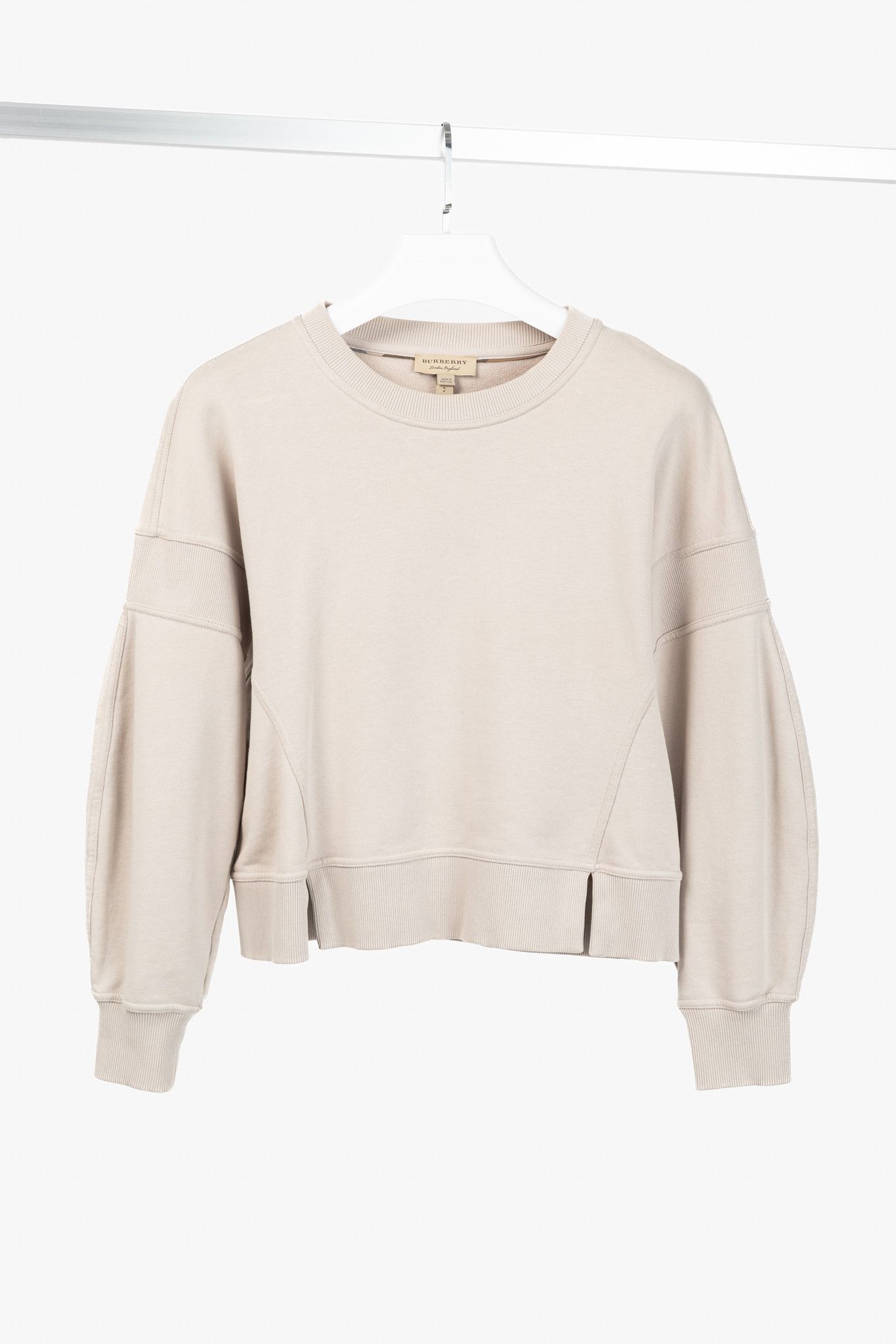 Burberry Burberry Beige Cotton French-Terry Ribbed-Trim Sweatshirt Size S / US 4 / IT 40 - 1 Thumbnail