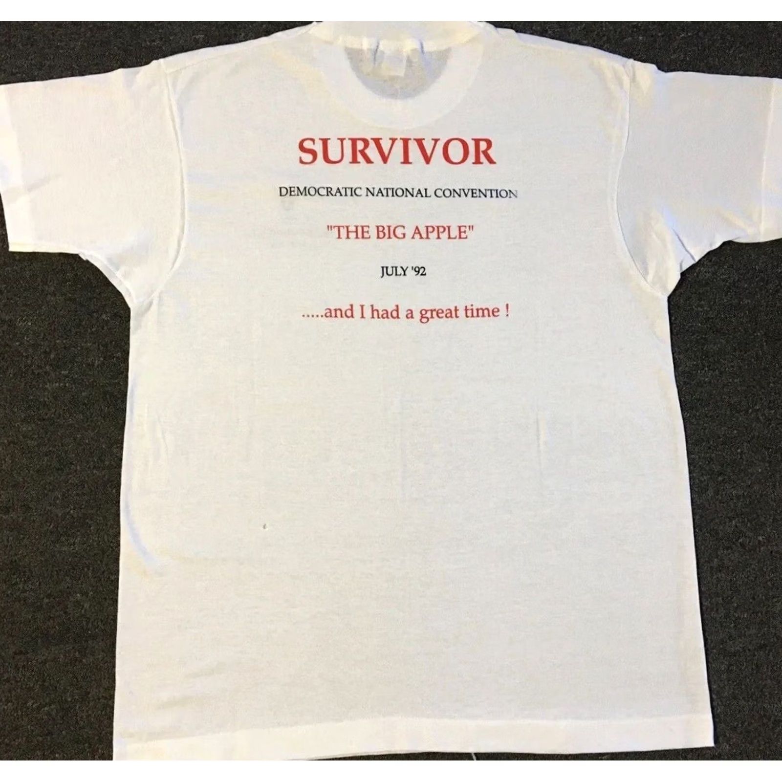 Vintage VINTAGE Democratic Convention NYC Survivor Shirt L White Single Stitch Men T-Shirt 90s Politics Government Funny Opps 80s 90s Licensed Graphic Tee Size US L / EU 52-54 / 3 - 2 Thumbnail