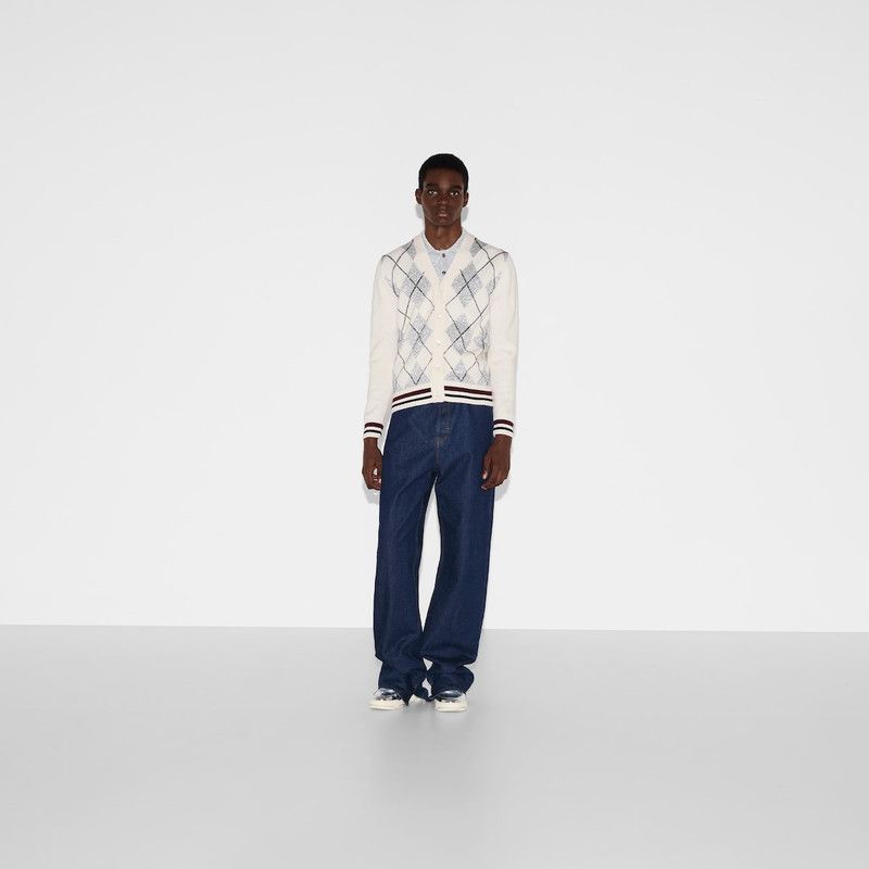 Gucci o1loc1c1125 806192 Wool Argyle Intarsia Knit Cardigan Size US XXL / EU 58 / 5 - 2 Thumbnail