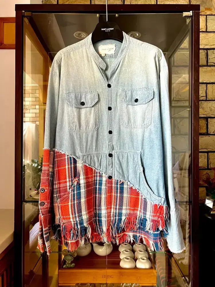 Greg Lauren 50/50 Denim Puffy Vest レッド Greg Lauren 50/50 Denim Puffy Vest レッド