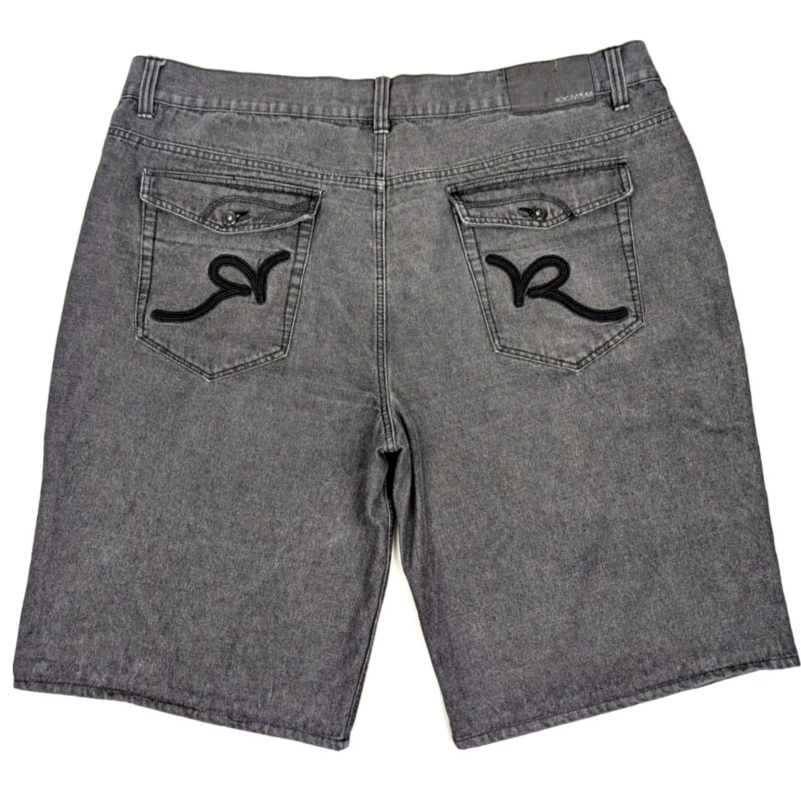 Rocawear VINTAGE Rocawear Jeans Shorts Men 49 Baggy Embroidered 5-Pocket DenIm Hip Hop Y2K 90s Black Size US 32 / EU 48 - 2 Thumbnail
