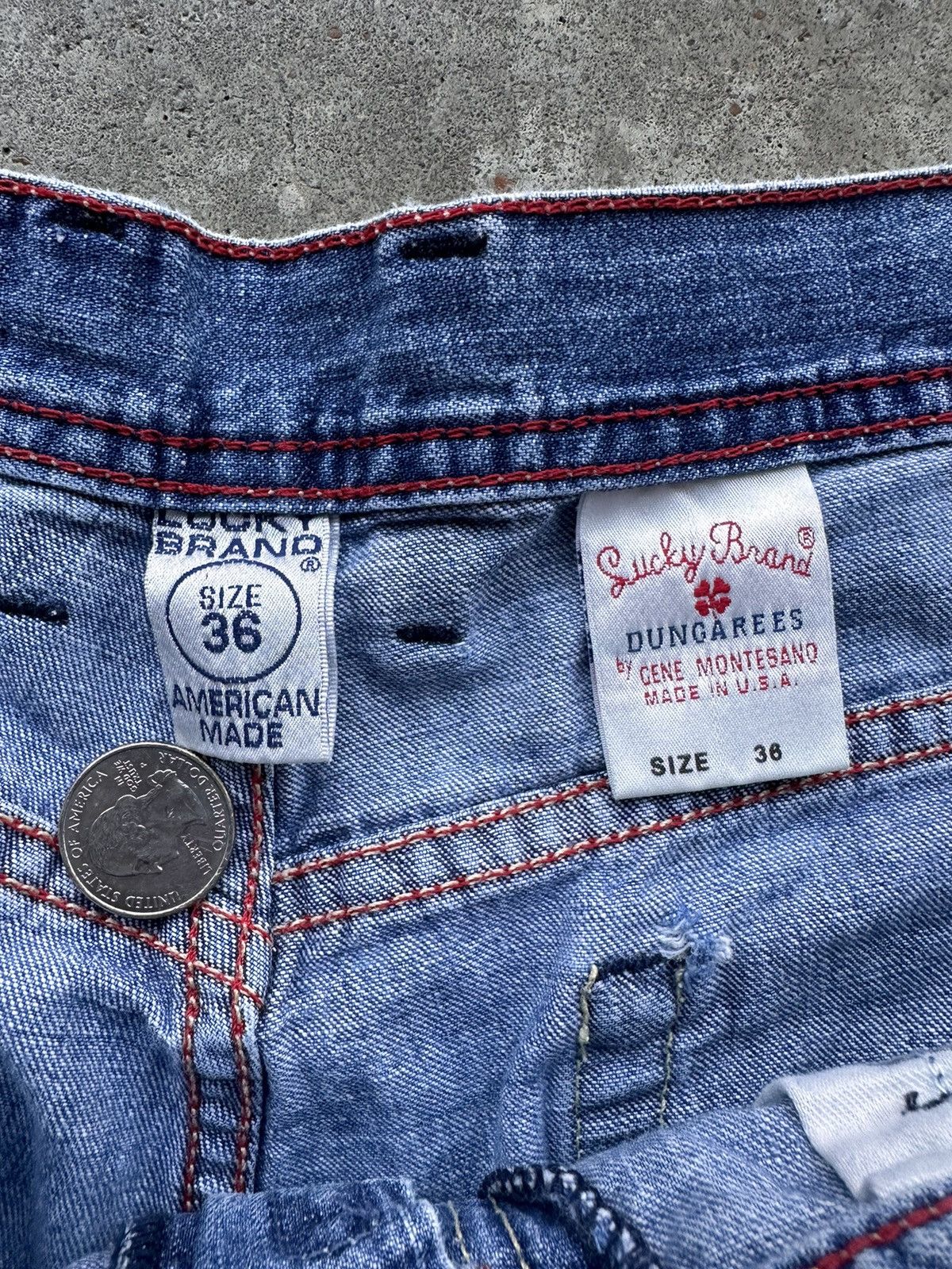 Lucky Brand × Vintage 90s Lucky Brand Denim Jorts Size US 37 - 5 Thumbnail