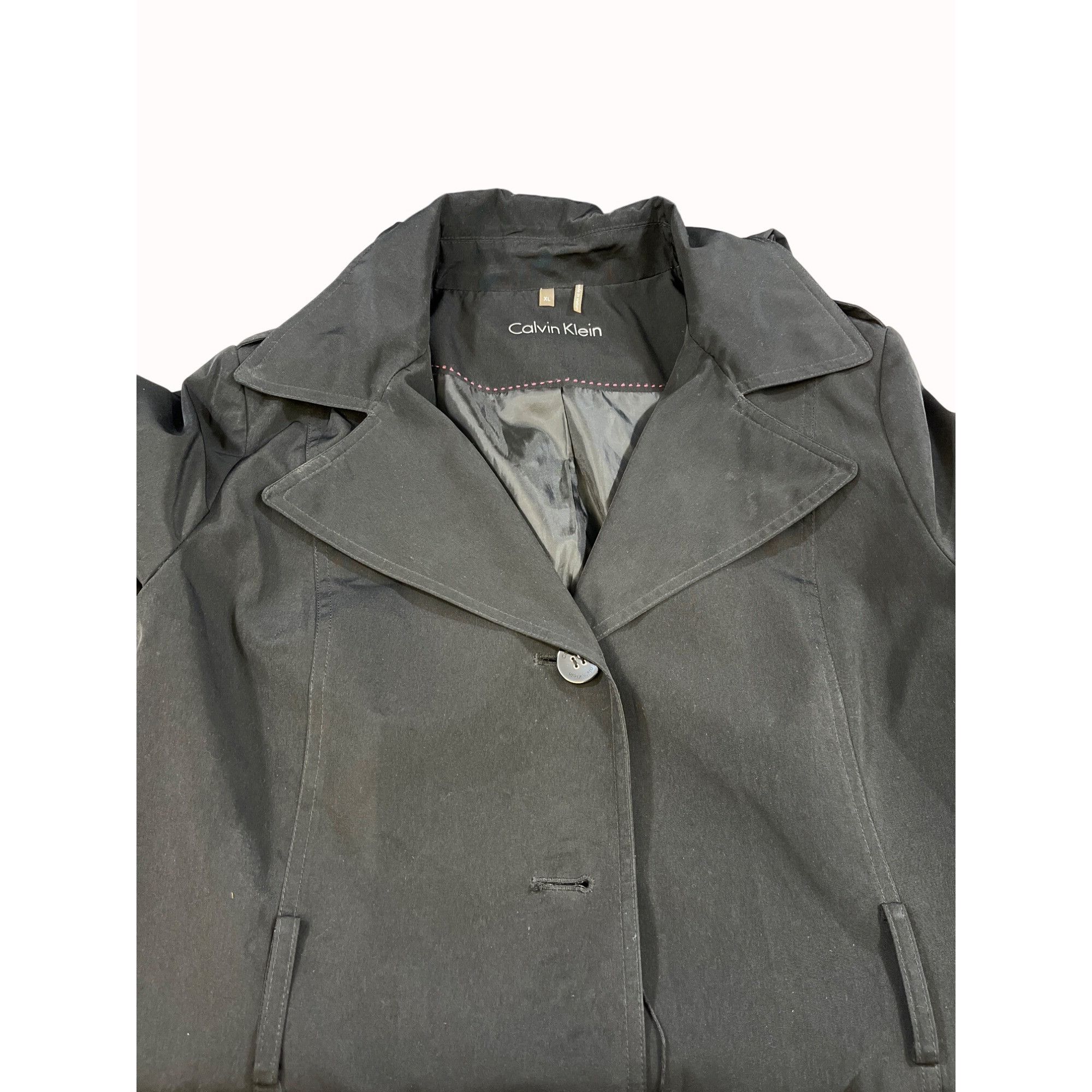 Calvin Klein Calvin Klein Womens Black Trench Coat Size XL SKU 6701 Size XL / US 12-14 / IT 48-50 - 3 Thumbnail