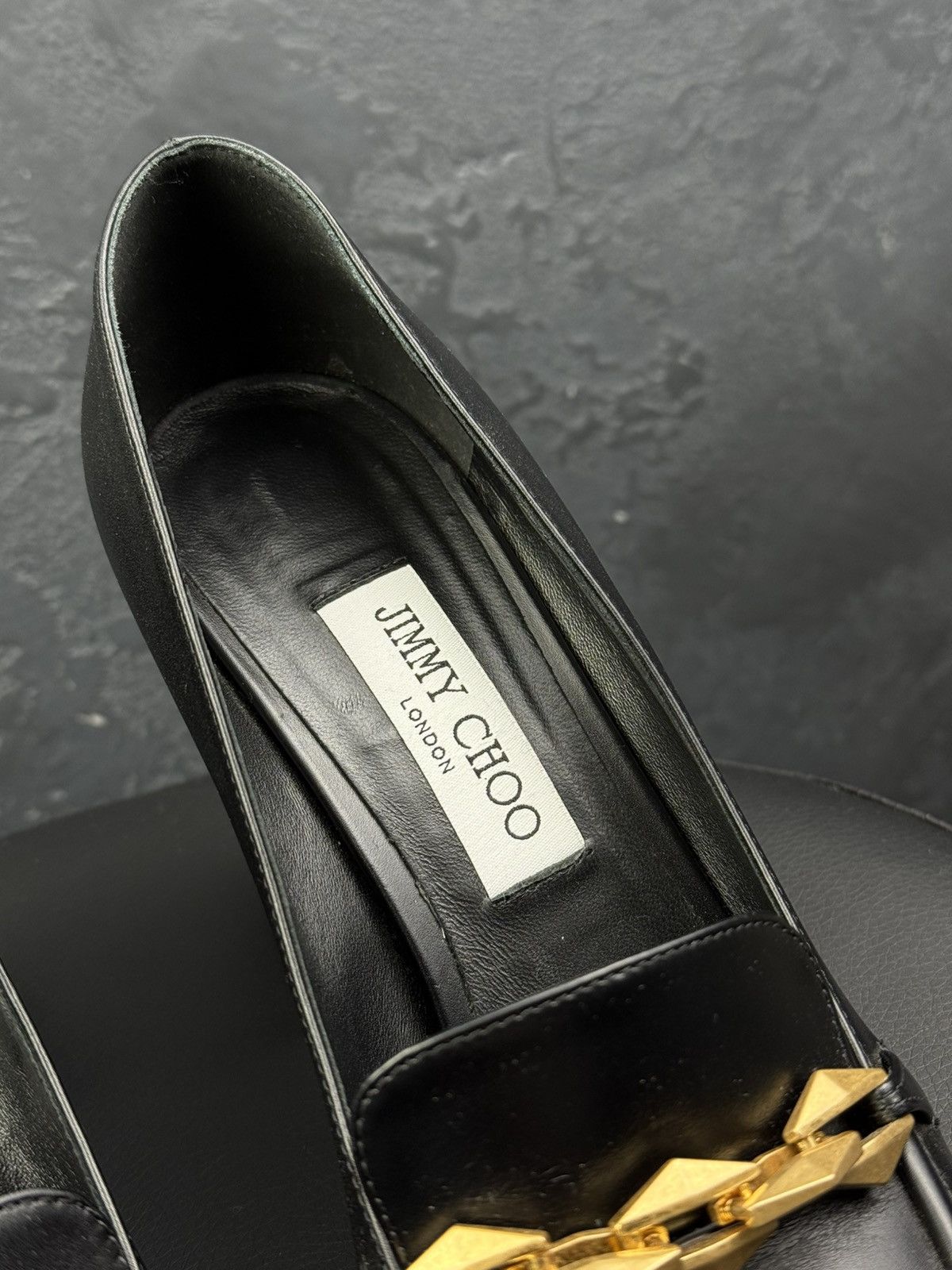 Jimmy Choo JIMMY CHOO Womens Black Diamond Tilda Leather Heeled Size US 9 / IT 39 - 6 Thumbnail