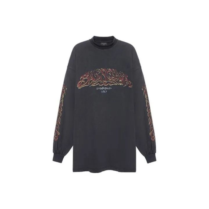 Balenciaga Balenciaga Long Sleeve Logo Graphic T-Shirt 0079 Size US L / EU 52-54 / 3 - 1 Thumbnail