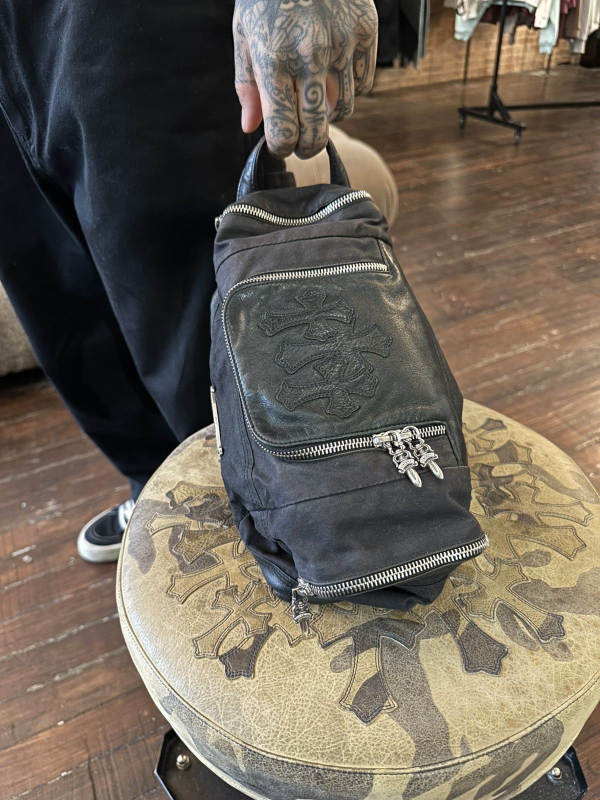 CHROME HEARTS MINI CROSS PATCH TRAVEL BAG