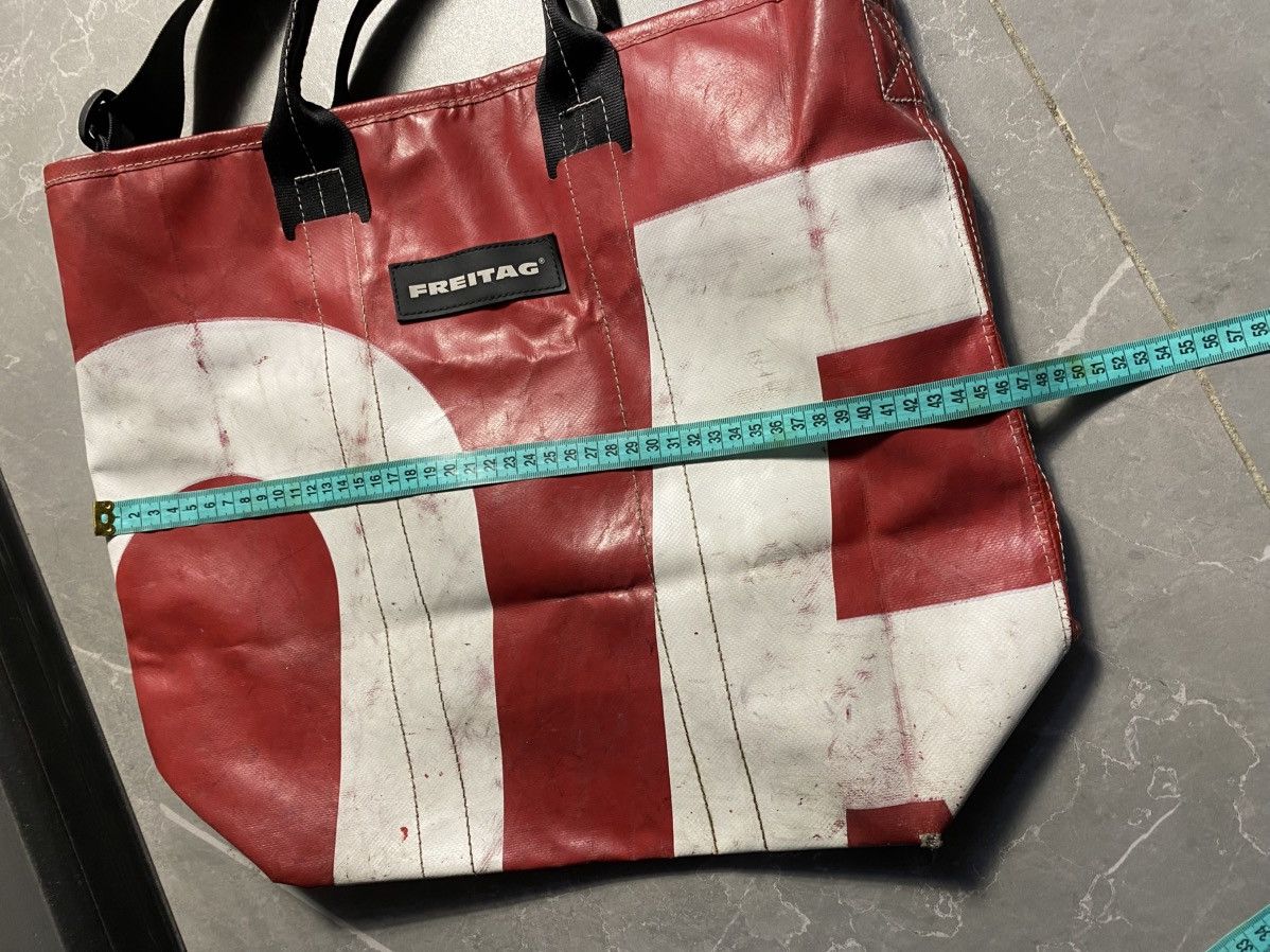 Freitag Freitag F202 Leland Tote Bag Red White Upcycled Truck Tarp Size ONE SIZE - 12 Thumbnail