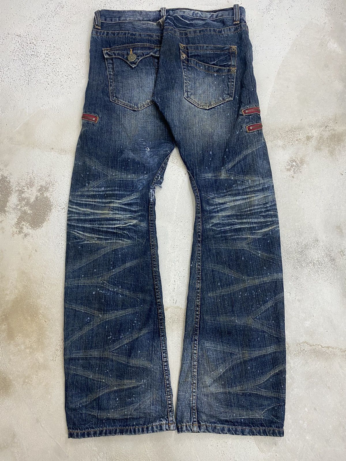 GOSTAR DE FUGA × Japanese Brand Vintage Rattle Rap Unique Faded Wash Zipper Accents Ripped Size US 33 - 14 Thumbnail