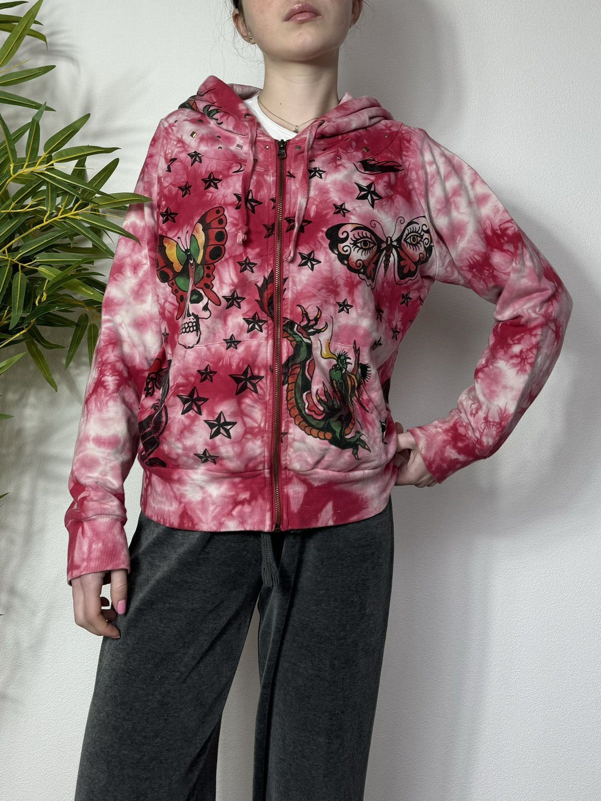 Ed Hardy VINTAGE ED HARDY ALL OVER PRINTED 2000s ZIP UP HOODIE Size M / US 6-8 / IT 42-44 - 3 Thumbnail
