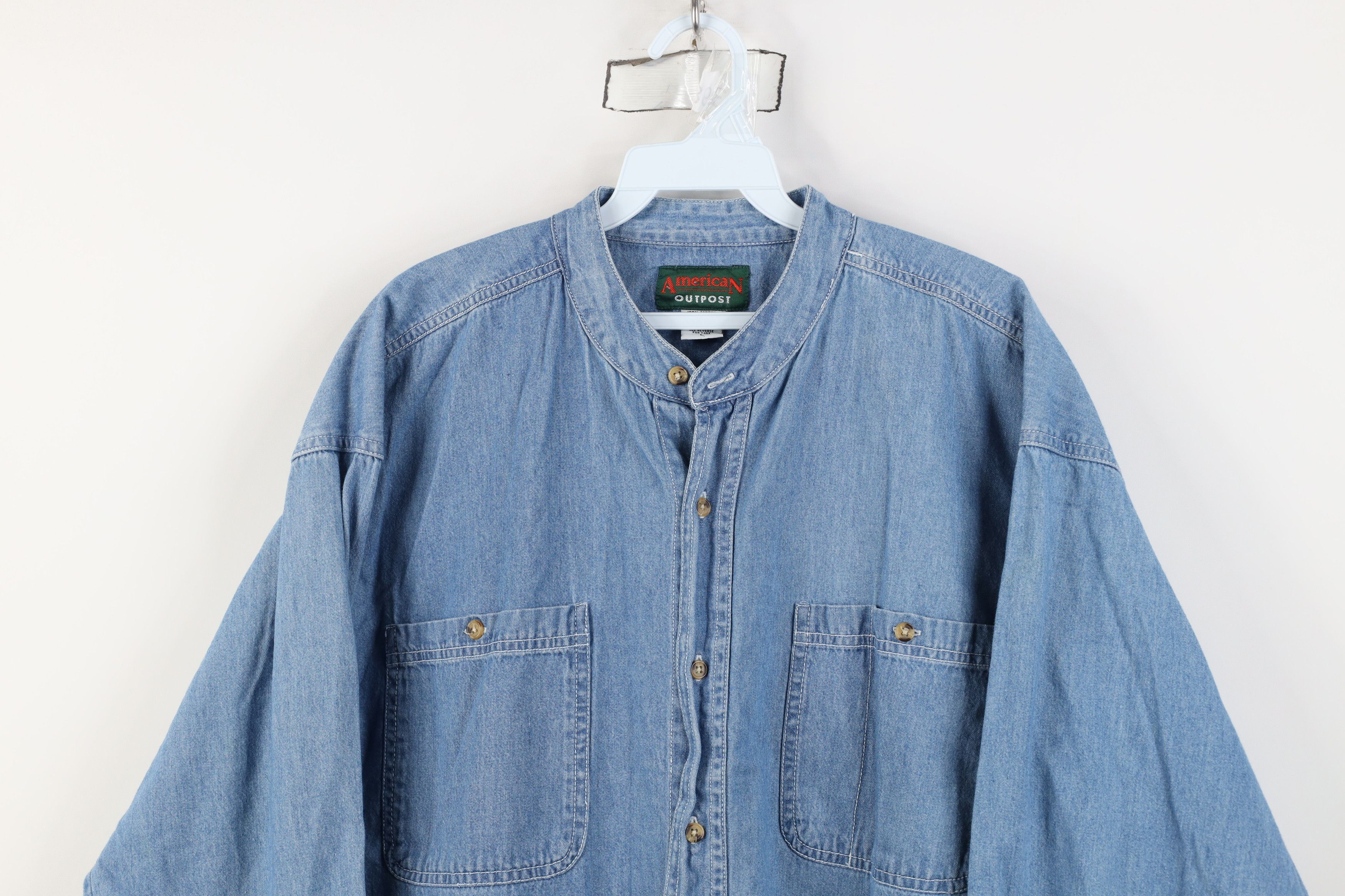 Vintage Vintage 90s Streetwear Band Collared Denim Jean Button Shirt Size US L / EU 52-54 / 3 - 2 Thumbnail