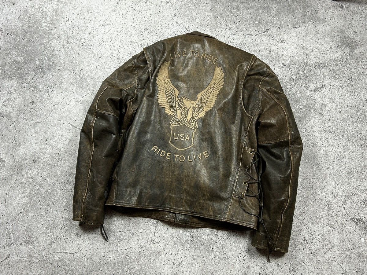 Vintage Brown Biker Leather Jacket 90s vintage Size US L / EU 52-54 / 3 - 8 Thumbnail