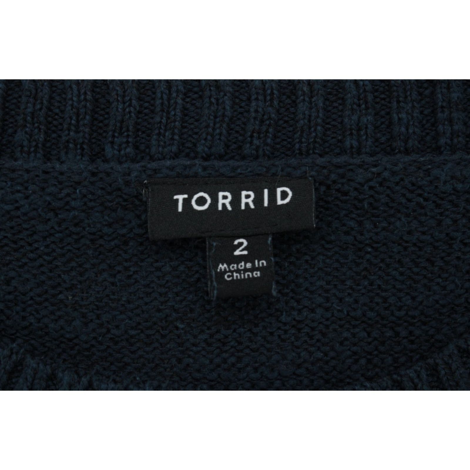 Torrid Torrid Women's Sweater Lace-Up Sleeve Blue Round-Neck Knit Pullover Size 2 Boho Modern Classic Womens Size XS / US 0-2 / IT 36-38 - 4 Thumbnail