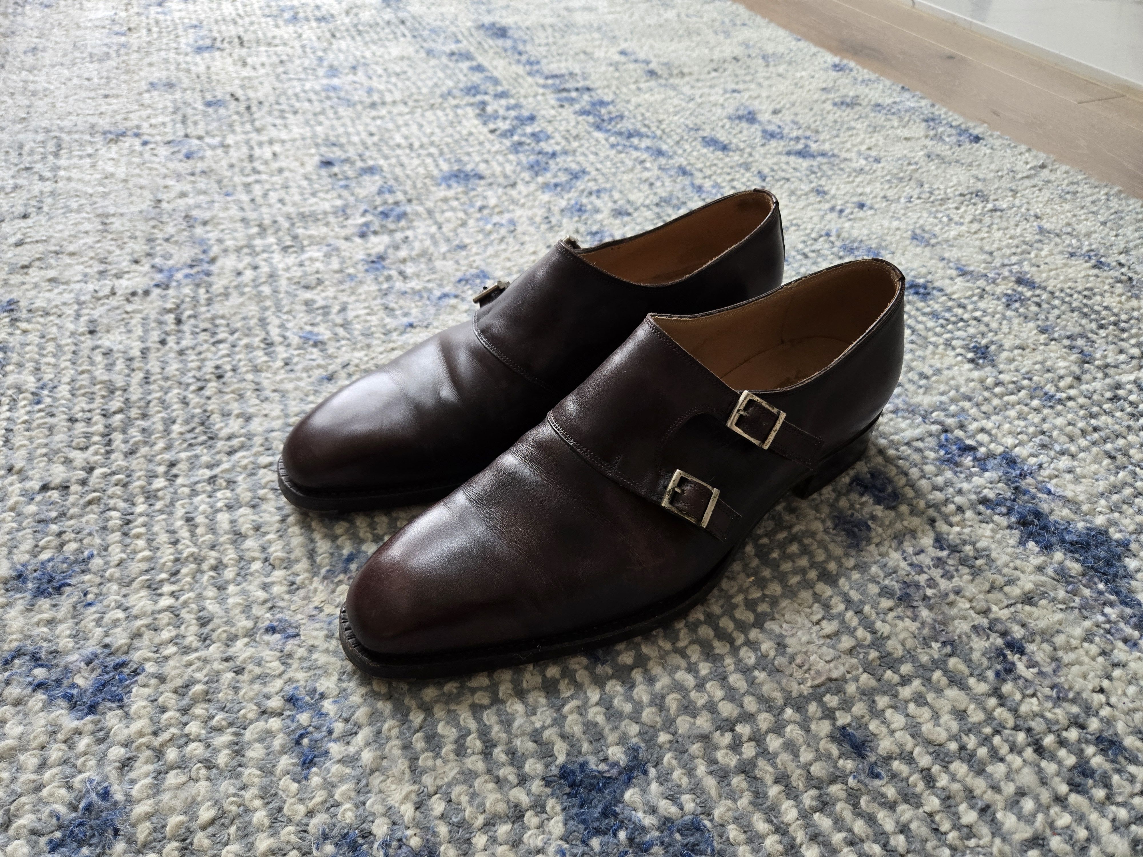 Vass Museum Calf Double monk strap shoes Vass Burgundy Museum Calf