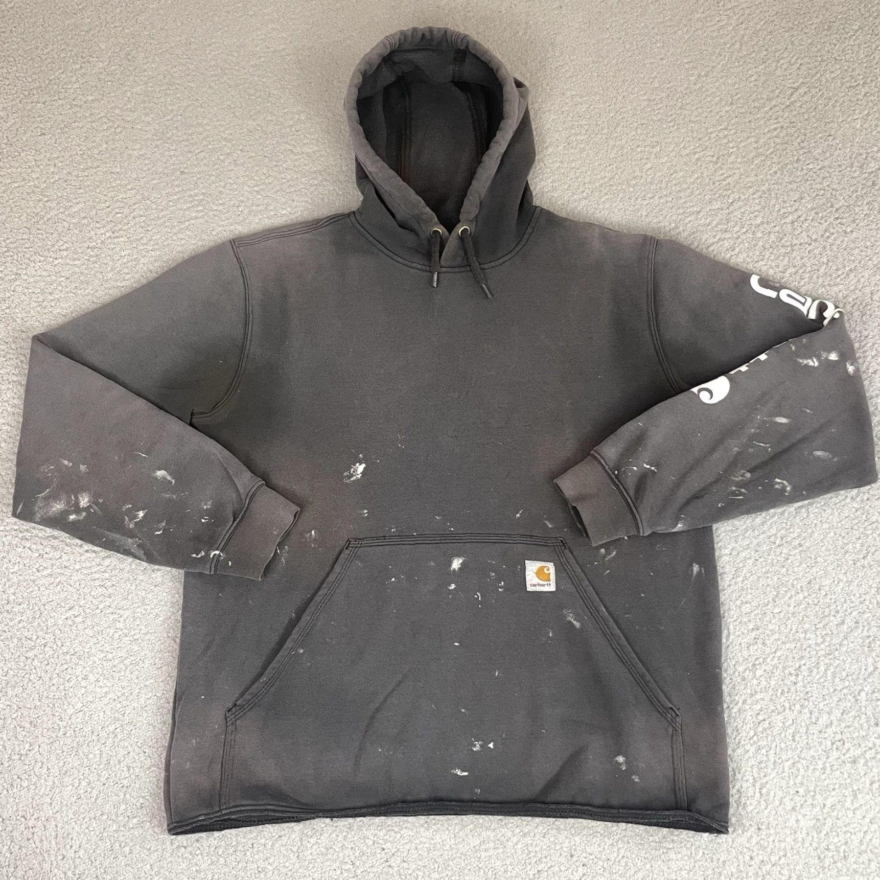 Carhartt VINTAGE Carhartt Sweatshirt Hoodie Adult Medium Black Distressed Faded Cropped Graphic M Mens Size US M / EU 48-50 / 2 - 2 Thumbnail